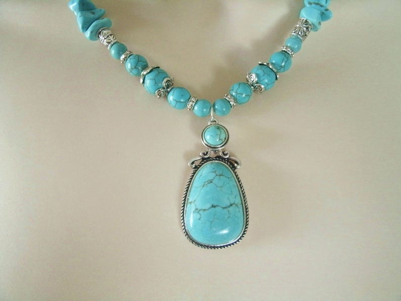 Turquoise Necklace southwestern jewelry southwest jewelry turquoise jewelry native american jewelry style country western boho bohemian image 1