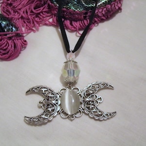 Triple Moon Goddess Necklace wiccan necklace pagan necklace wicca necklace goddess jewelry witch witchcraft pagan jewelry wiccan jewelry