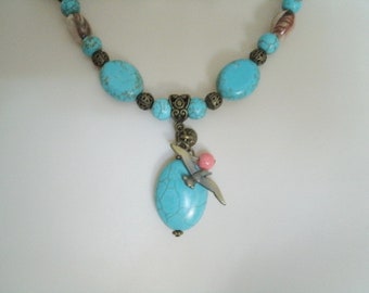 Turquoise Necklace boho jewelry turquoise jewelry bohemian jewelry nature bird necklace boho necklace bohemian necklace hippie metaphysical