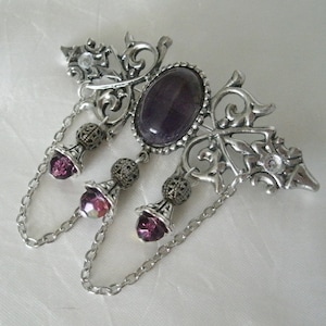 Purple Amethyst Brooch Art Nouveau Jewelry Cloak Pin Edwardian Art Deco Renaissance Wedding Bridal Gothic Victorian Brooch Gift For Women
