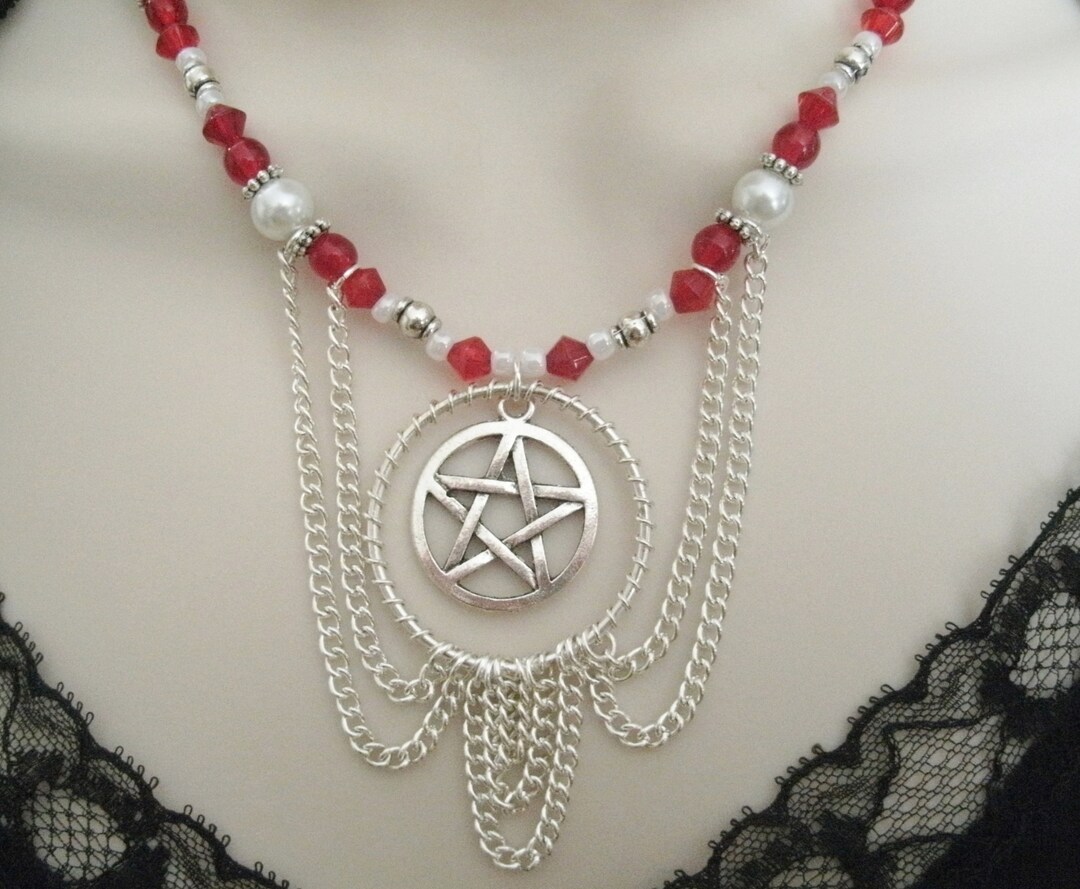 Red Pentacle Necklace Wiccan Jewelry Pagan Jewelry Wicca Jewelry ...
