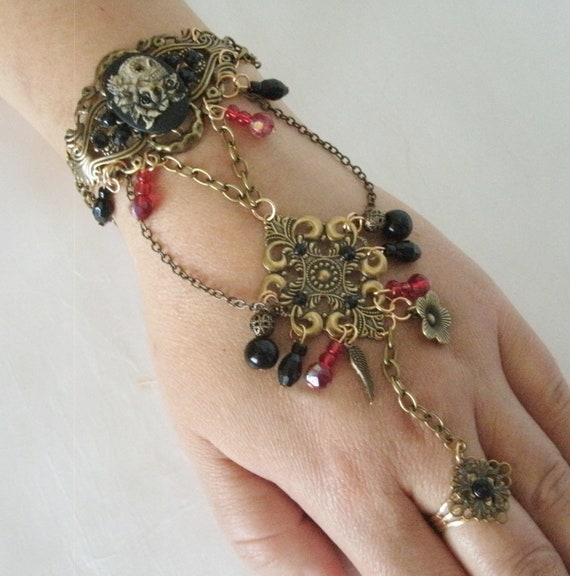 Skull Slave Bracelet Gothic Jewelry Skull Jewelry Pirate Jewelry