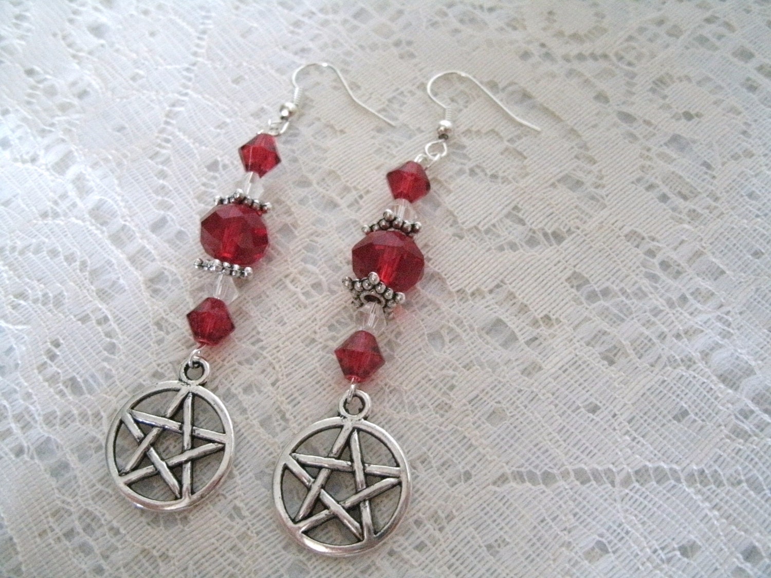Red Pentacle Earrings Wiccan Jewelry Pagan Jewelry Wicca Jewelry ...