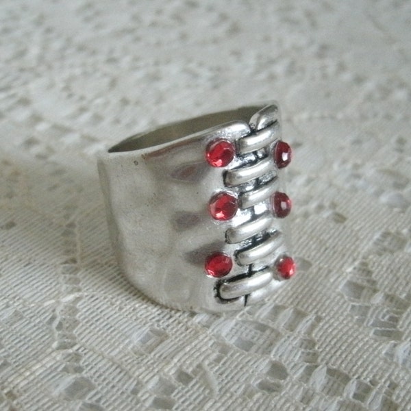 Red Corset Ring gothic jewelry goth steampunk halloween witch victorian renaissance medieval viking gothic ring witchy woman gift