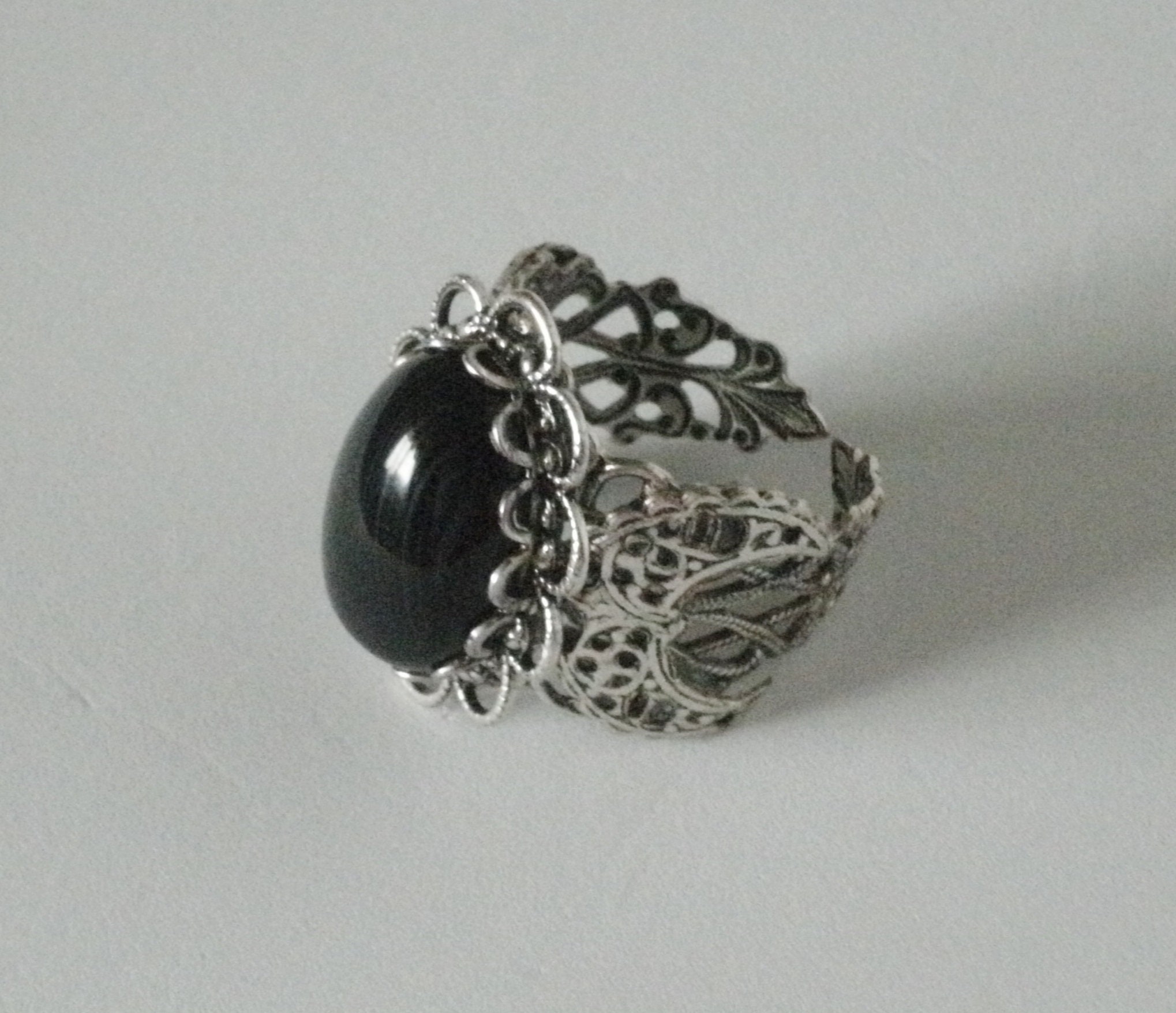Black Onyx Triple Moon Ring Wiccan Jewelry Pagan Jewelry