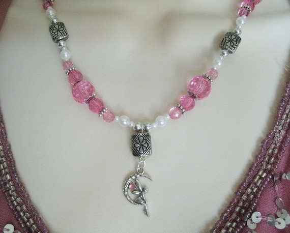 Pink Fairy Necklace Fairy Jewelry Victorian Jewelry Fantasy - Main Image