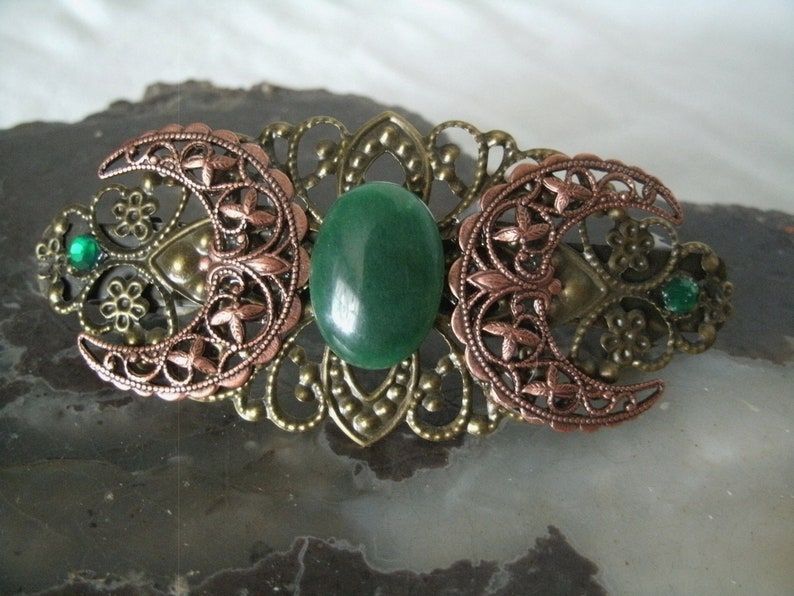 Copper Triple Moon Goddess Barrette wiccan jewelry pagan | Etsy