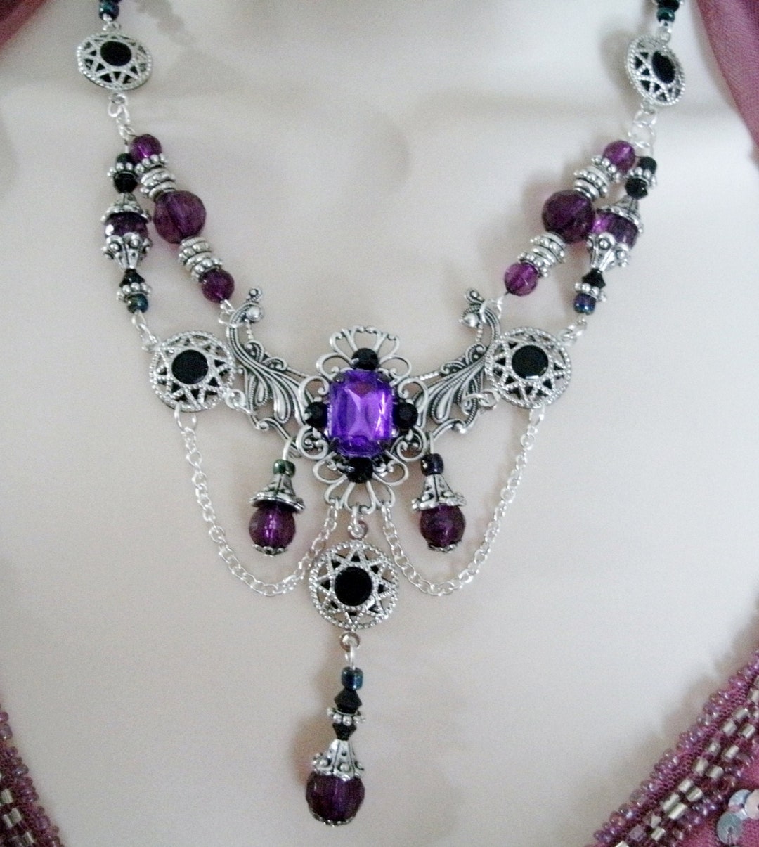 Purple Renaissance Necklace Renaissance Jewelry Victorian Jewelry ...