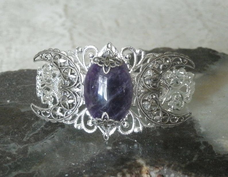 Amethyst Cuff Bracelet amethyst jewelry boho jewelry bohemian jewelry gypsy jewelry hippie bracelet bohemian bracelet gypsy bracelet new age image 2