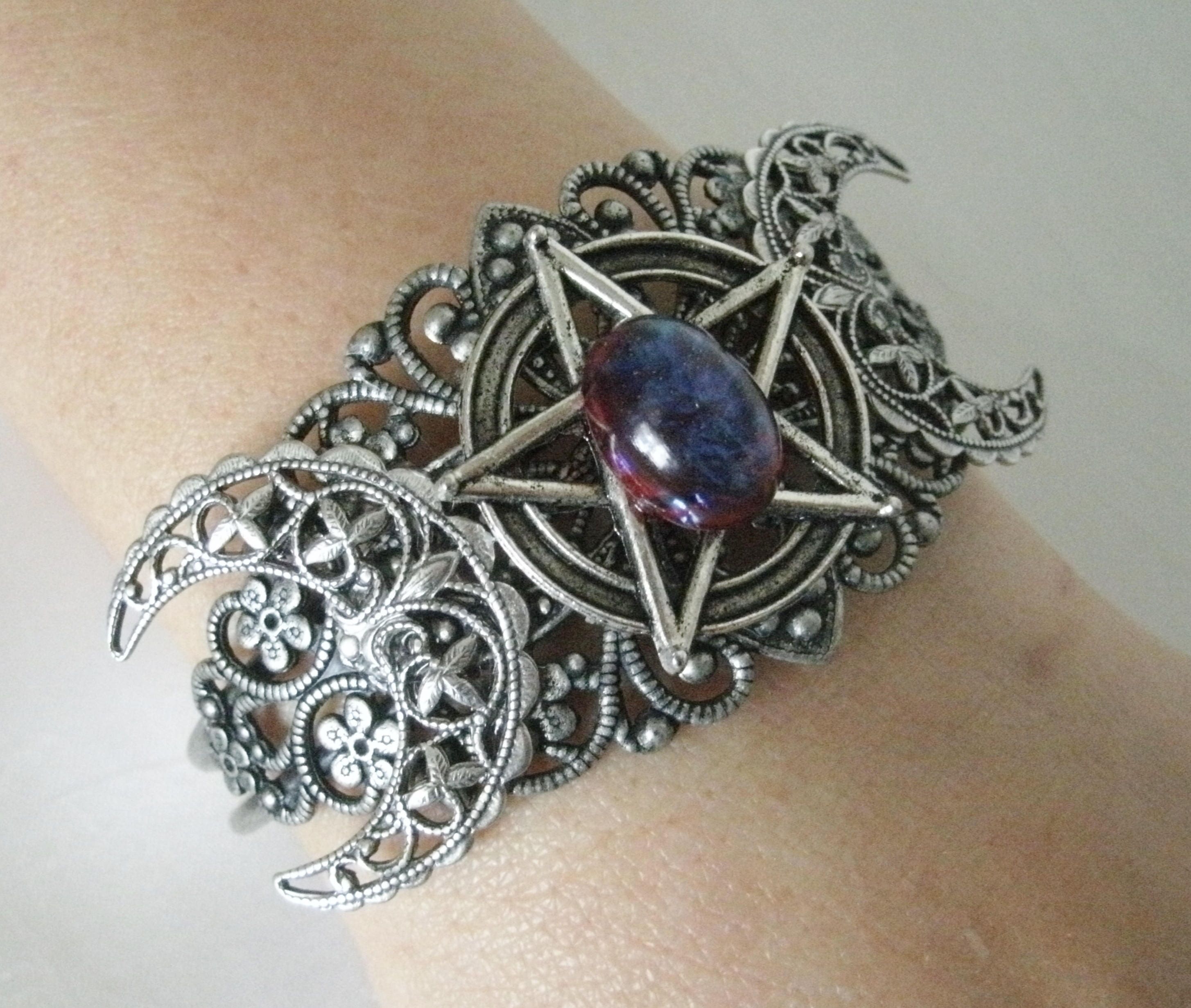 Dragons Breath Fire Opal Triple Moon Bracelet Wiccan Jewelry Pagan ...