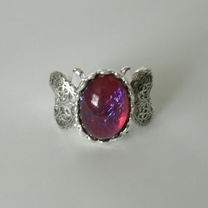 Dragons Breath Fire Opal Triple Moon Ring Adjustable Band Wiccan Pagan Jewelry Wicca Goddess Witch Witchcraft Gothic