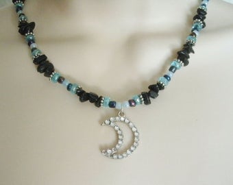 Crescent Moon Necklace wiccan jewelry pagan jewelry wicca jewelry new age witch witchcraft wiccan necklace pagan necklace goddess necklace
