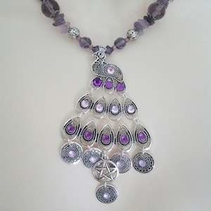 Goddess Hera Pentacle Necklace wiccan jewelry pagan jewelry priestess wicca witch witchcraft peacock bird wiccan necklace pagan necklace