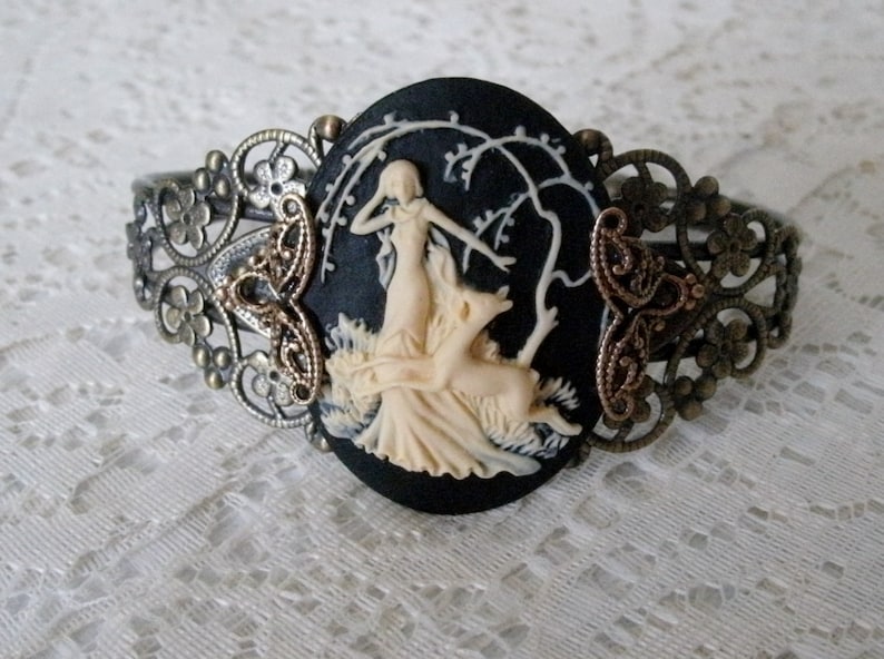 Goddess Diana Cuff Bracelet wiccan jewelry pagan jewelry wicca jewelry goddess jewelry witch witchcraft magic metaphysical pagan bracelet image 4