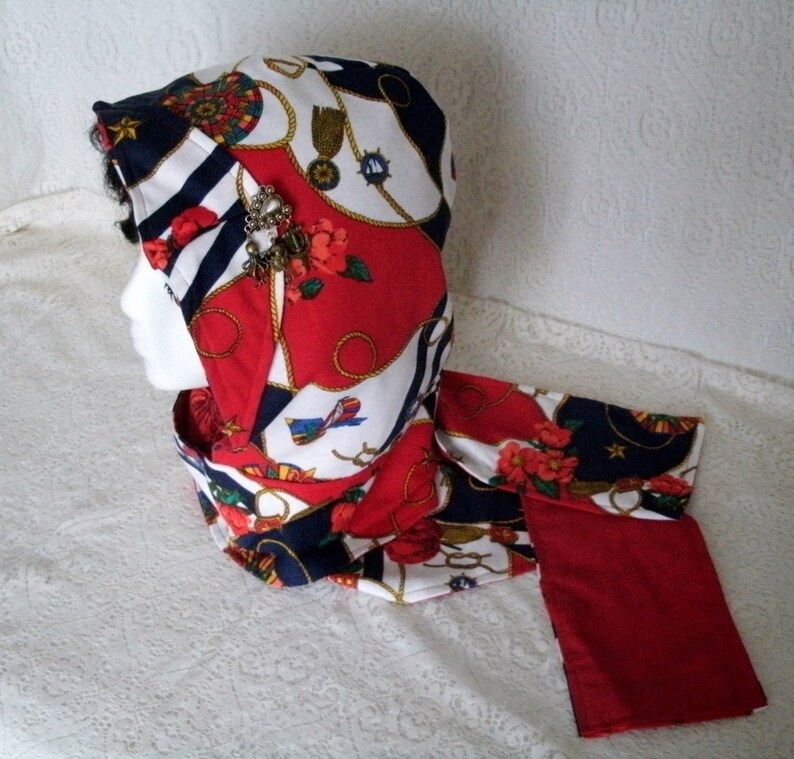 Hooded Scarf woman scarf fashion clothing evening wear nautical theme cotton scarf image 1