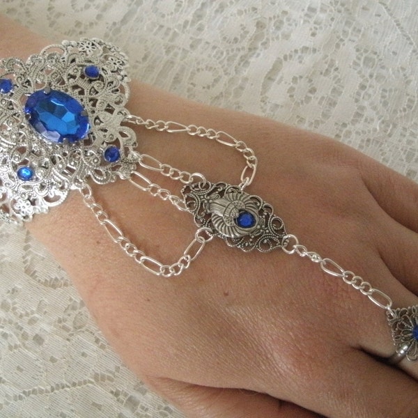Scarab Slave Bracelet scarab jewelry pagan jewelry art deco jewelry art nouveau jewelry gothic bracelet pagan hand chain art deco bracelet