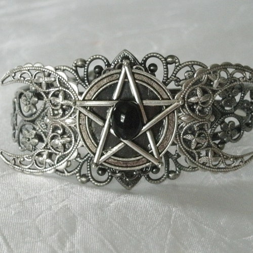Amethyst Triple Moon Bracelet Wiccan Jewelry Pagan Jewelry | Etsy