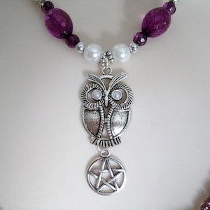 Goddess Athena Pentacle Necklace wiccan jewelry pagan jewelry wicca jewelry pentagram witchcraft witch owl pagan necklace wiccan necklace