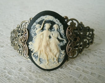 Three Muses Cuff Bracelet victorian jewelry art nouveau jewelry art deco jewelry edwardian renaissance bracelet victorian bracelet graces