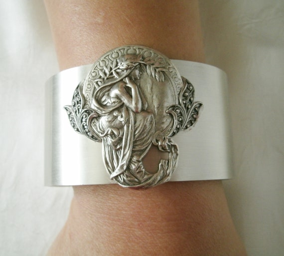 Art Nouveau Bracelet silver cuff art nouveau jewelry victorian jewelry victorian bracelet renaissance art deco bracelet edwardian mucha