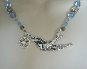 Bird Goddess Pentacle Necklace wiccan jewelry pagan jewelry wicca jewelry witch witchcraft pentagram pagan necklace wiccan necklace