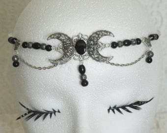 Black Onyx Circlet renaissance jewelry medieval jewelry gothic jewelry victorian art deco circlet art nouveau headpiece medieval circlet