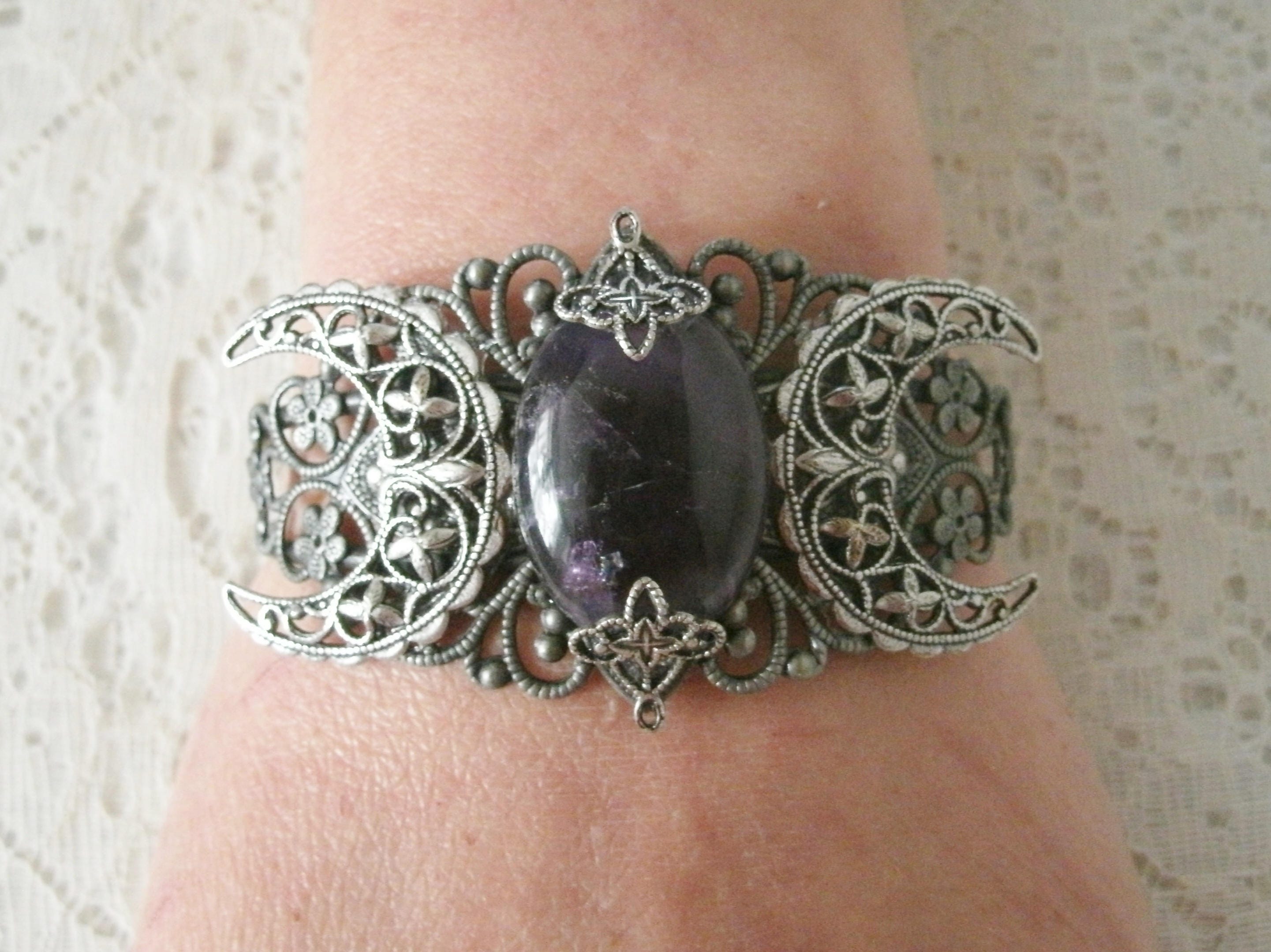 Amethyst Triple Moon Bracelet Wiccan Jewelry Pagan Jewelry | Etsy
