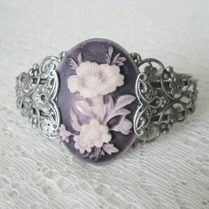 Lavender Flower Cuff Bracelet victorian jewelry edwardian jewelry art nouveau jewelry renaissance art deco bracelet victorian bracelet