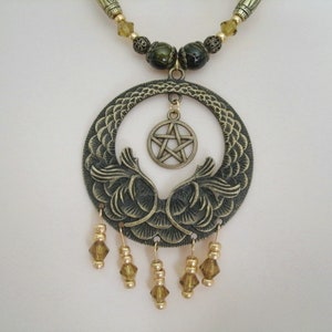 Earth Goddess Pentacle Necklace Wiccan Pagan Jewelry Wicca Priestess Green Witch Witchcraft Pagan Necklace Wiccan Necklace Witchy Woman Gift
