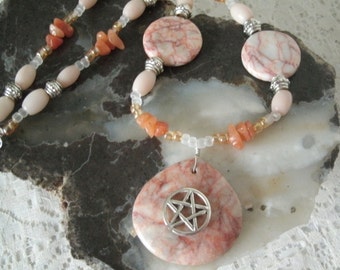 Redline Marble Pentacle Necklace wiccan jewelry pagan jewelry wicca jewelry witch witchcraft pagan necklace pentagram wiccan necklace