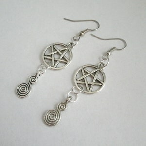 Celtic Spiral Pentacle Earrings wiccan jewelry pagan jewelry wicca jewelry witch witchcraft pentagram pagan earrings wiccan earrings goddess