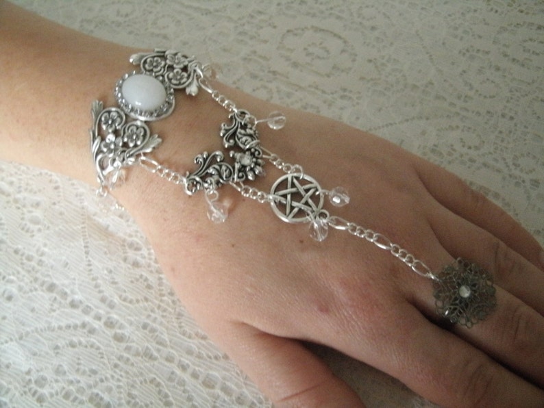 Moonstone Pentacle Slave Bracelet Wiccan Jewelry Pagan - Etsy