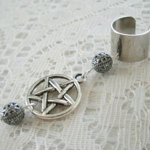Silver Pentacle Ear Cuff Wiccan Jewelry Pagan Jewelry Wicca Goddess Gothic Witch Priestess Witchcraft Wiccan Ear Cuff Witchy Woman Gift