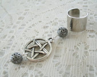 Silver Pentacle Ear Cuff Wiccan Jewelry Pagan Jewelry Wicca Goddess Gothic Witch Priestess Witchcraft Wiccan Ear Cuff Witchy Woman Gift