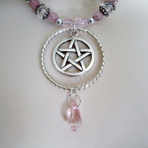 Pink Pentacle Necklace wiccan jewelry pagan jewelry wicca jewelry pentagram witchcraft witch goddess magic wiccan necklace pagan necklace