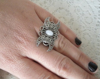 Moonstone Triple Moon Ring wiccan jewelry pagan jewelry wicca jewelry goddess witch ring witchcraft pagan ring wiccan ring metaphysical