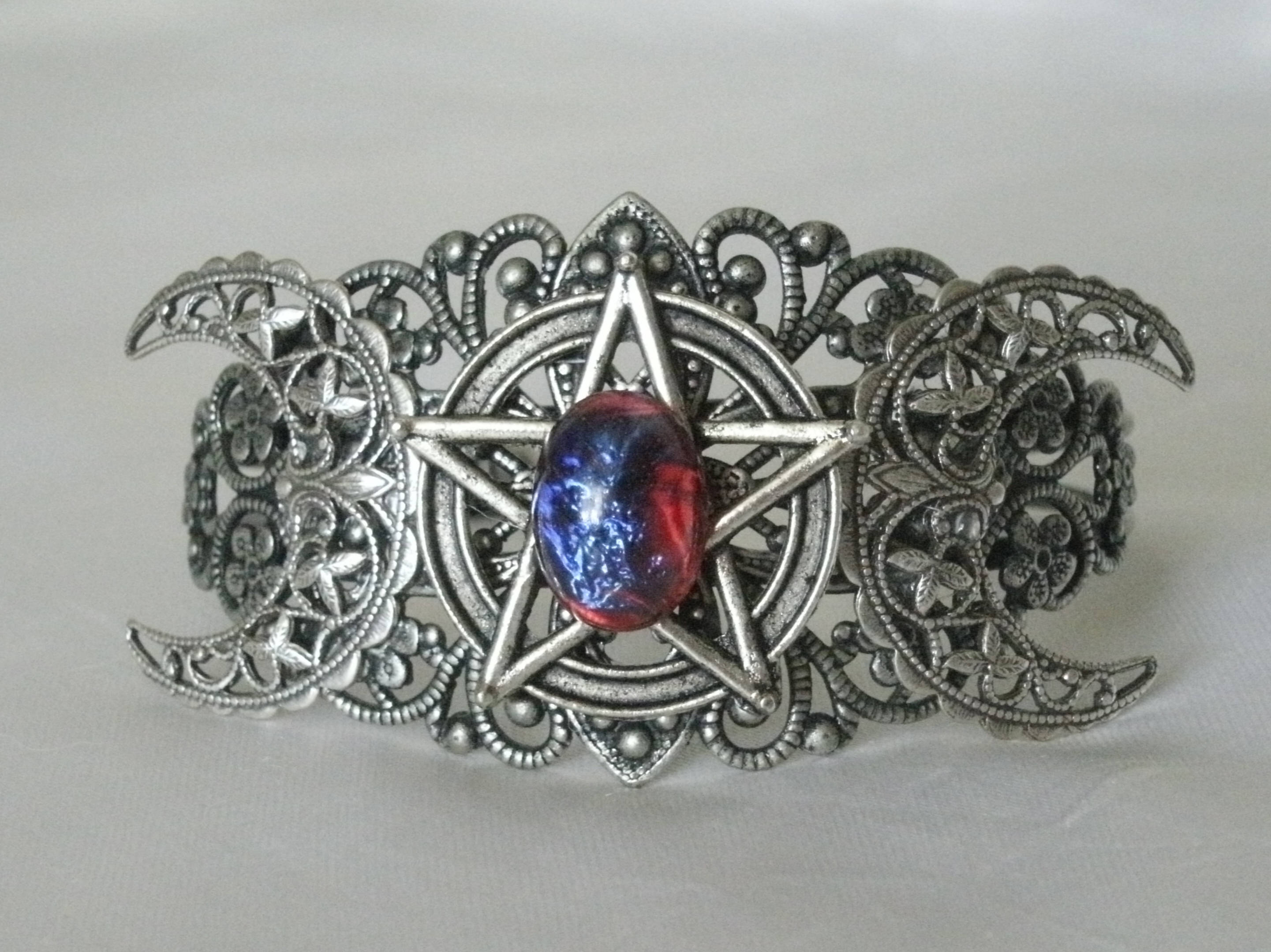 Dragons Breath Fire Opal Triple Moon Bracelet wiccan jewelry | Etsy