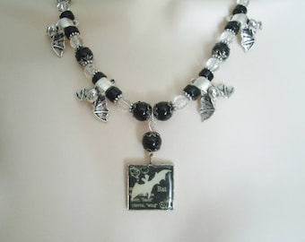 Bat Necklace gothic jewelry vampire jewelry bat jewelry halloween necklace goth witch witchcraft vampire necklace gothic necklace