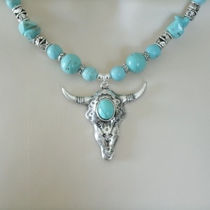 Turquoise Necklace southwestern jewelry southwest jewelry turquoise jewelry country western necklace cow skull necklace southwest necklace