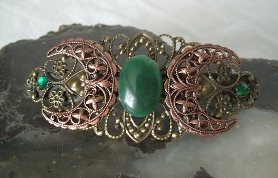 Brass Goddess Barrette Antiqued Silver Floral Goddess Barrette, Antiqued Brass  main image 3