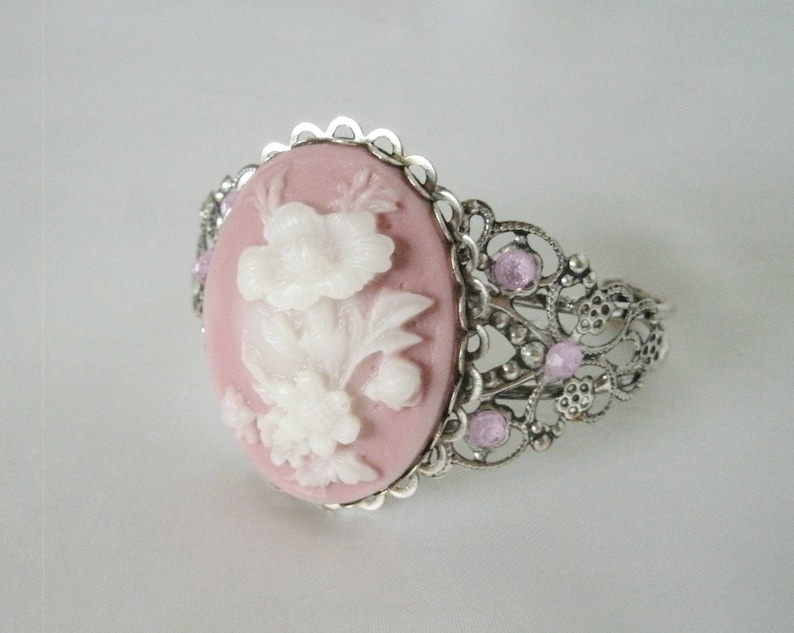 Pink Flower Cuff Bracelet Victorian Jewelry Edwardian Jewelry Etsy