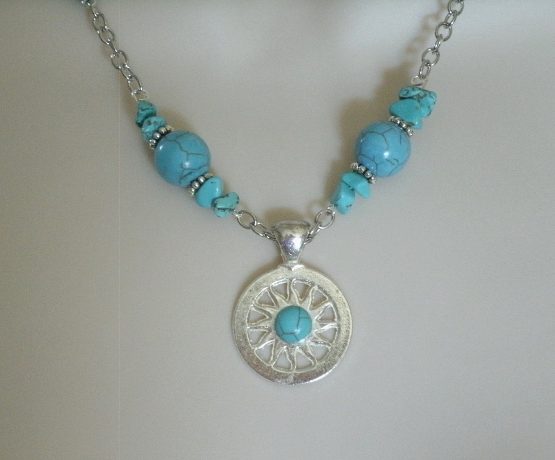Aztec Sun Turquoise Necklace Turquoise Jewelry Southwestern Jewelry ...
