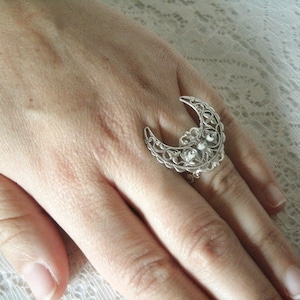 Crescent Moon Ring wiccan jewelry pagan jewelry wicca jewelry witch witchcraft goddess magic wiccan ring pagan ring wicca ring witchy woman