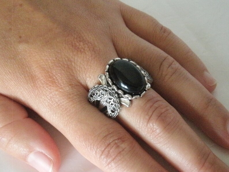 Black Onyx Triple Moon Ring Wiccan Jewelry Pagan Jewelry Wicca  Etsy