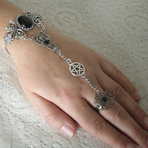 Pentacle Slave Bracelet, wiccan jewelry pagan jewelry witch jewelry wicca witchcraft pentagram gothic bracelet pagan bracelet hand chain