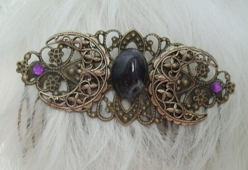 Amethyst Triple Moon Goddess Comb wiccan jewelry pagan jewelry wicca jewelry goddess jewelry witch comb witchcraft wiccan comb pagan comb