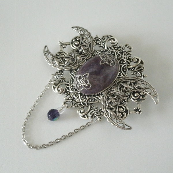 Amethyst Brooch cloak pin renaissance jewelry medieval jewelry tudor jewelry steampunk medieval brooch renaissance brooch tudor brooch