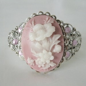 Pink Flower Cuff Bracelet victorian jewelry edwardian jewelry art nouveau jewelry art deco bracelet victorian wedding art nouveau bracelet