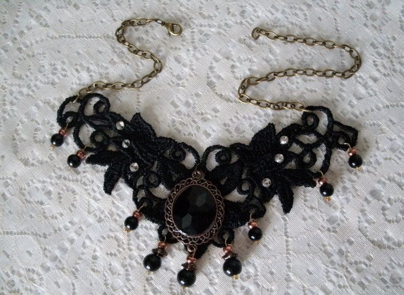 Gothic Copper Choker Necklace victorian jewelry gothic jewelry steampunk jewelry renaissance edwardian goth victorian black lace choker image 4