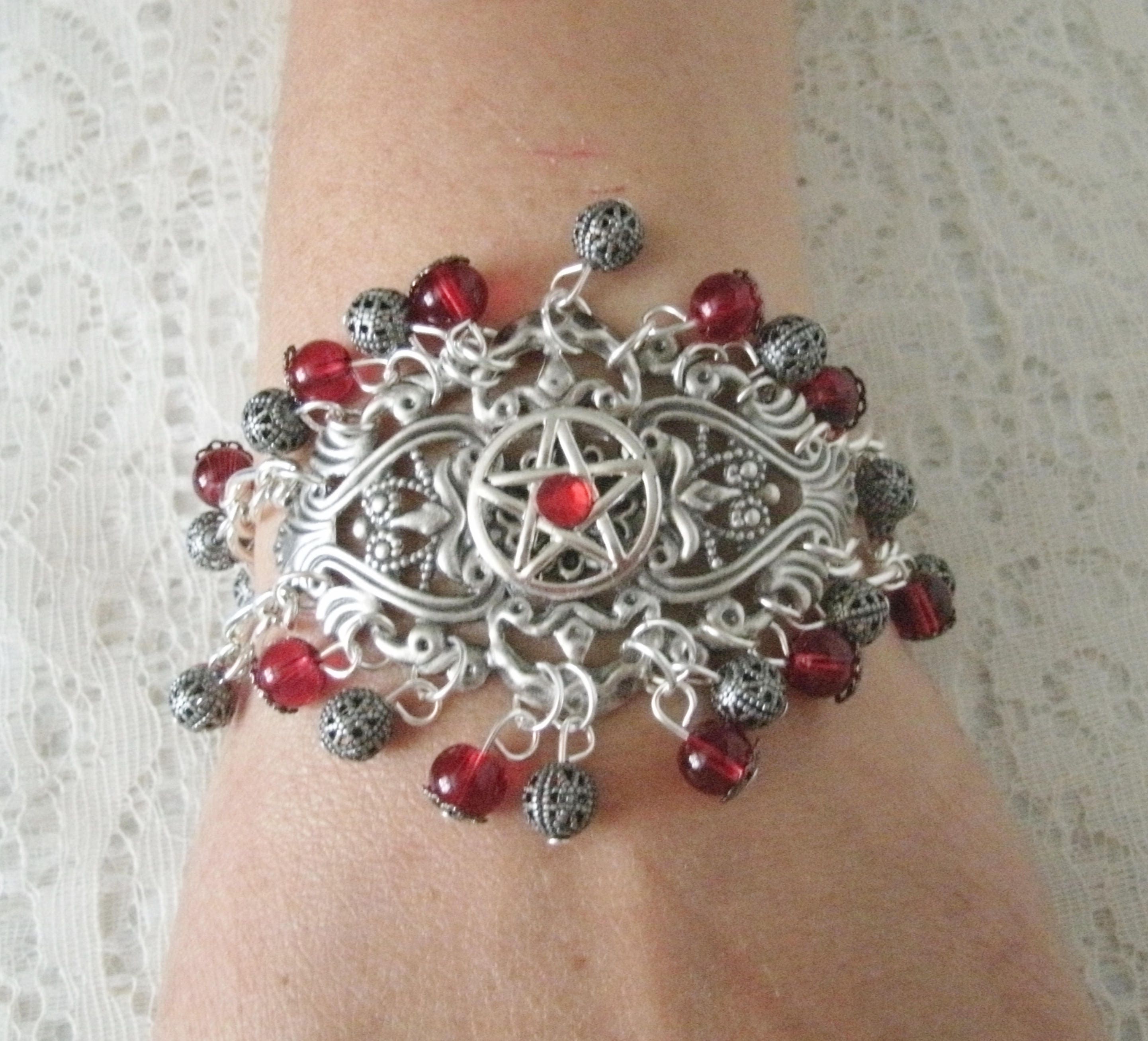 Red Pentacle Bracelet Wiccan Jewelry Pagan Jewelry Wicca | Etsy